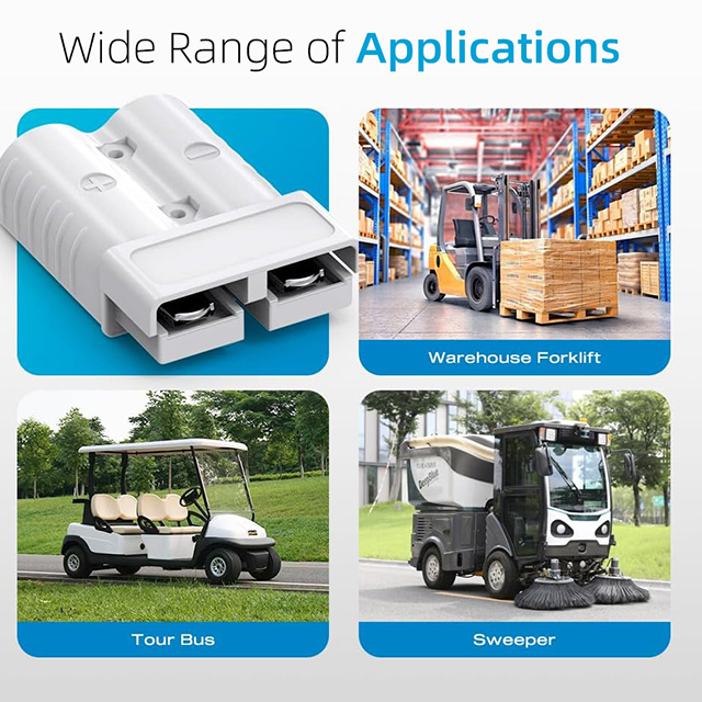 High-Current Battery Charging Connectors for Electric Forklifts – 50A, 120A, 175A, 350A
