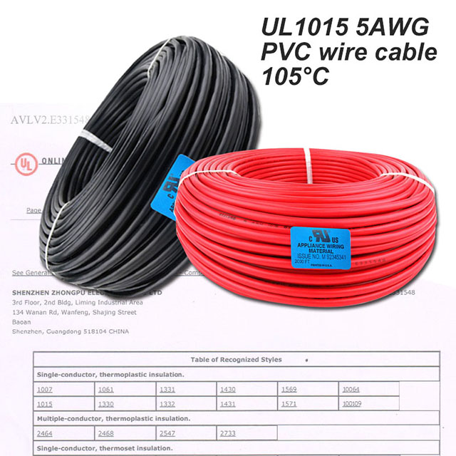 UL1015 5 AWG Battery Cables 5 Gauge Power Inverter Cables 