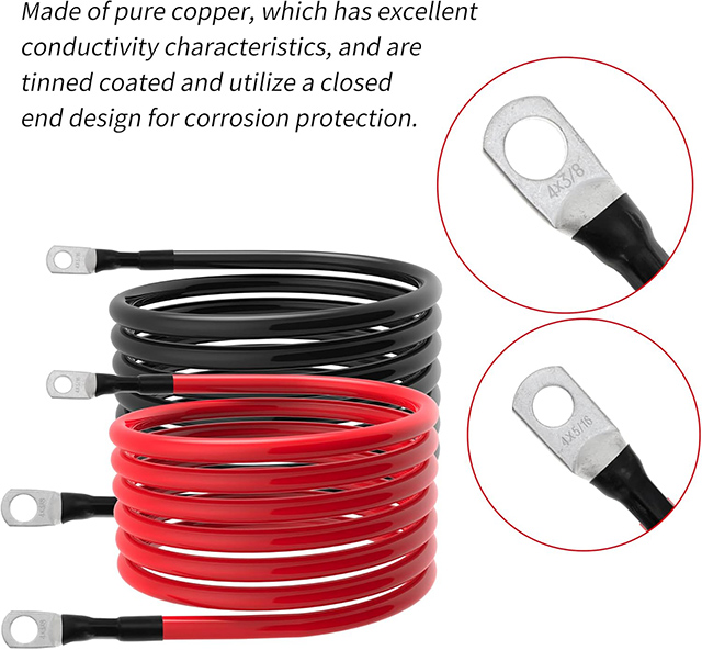  5AWG Gauge Battery Cable Power Inverter Cables 10ft