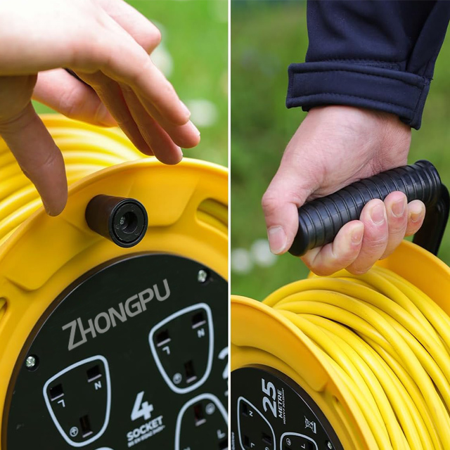 Heavy Duty UK 13A 4-Socket Extension Reel 25M Garden/Office
