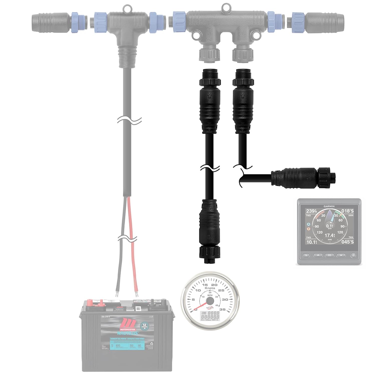 NMEA 2000 (N2k) Honda 6M Cable & Tee for Marine Networks