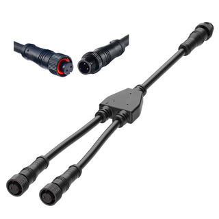 M12 2-Pin Y Splitter Cable 1 Male To 2 Female - 18AWG IP68 Waterproof for LED Lights