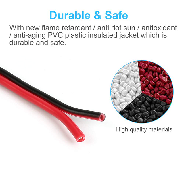 UL 2468 22AWG 328ft 100m Red Black Electrical Cable Hookup Wire for LED Strips Lamp Lighting