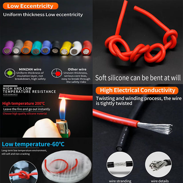 High-Temp 8AWG UL3512 Wire 600V - Flexible Silicone Cable for New Energy, Robotics, Industrial Heating
