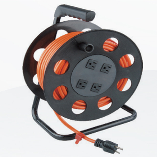 100ft Extension Cord Reel w/ 4 Outlets - 16/3 SJTW Orange Cable