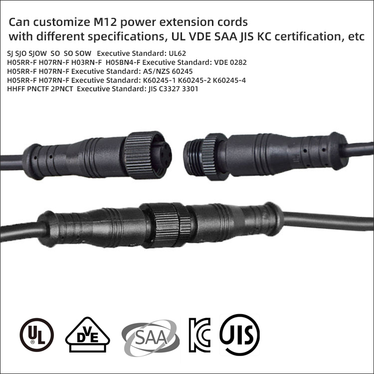 Wholesale IP67 M12 2-Pin Connector | Custom SJOW Cable for LED Lighting