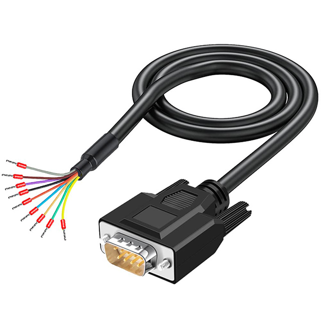 24AWG DB9 Male RS232 Serial Cable with Gold Plated Bare Wire End