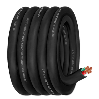 6/4 AWG SOOW Portable Power Cable - 600V 4 Conductor 20ft - for Welder, Generator, EV Charger, Industrial Use