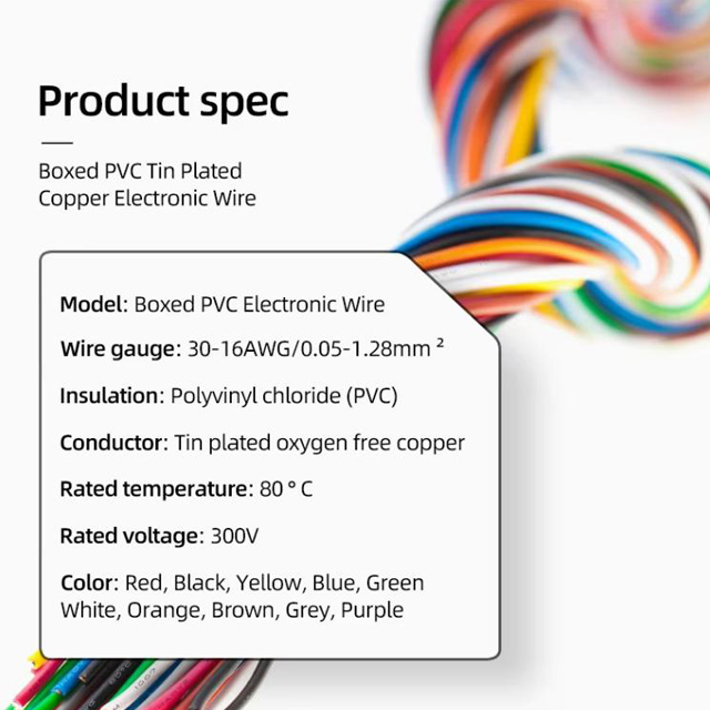 UL1007 PVC Wire 18-26AWG Tinned Copper Cable for Electronics
