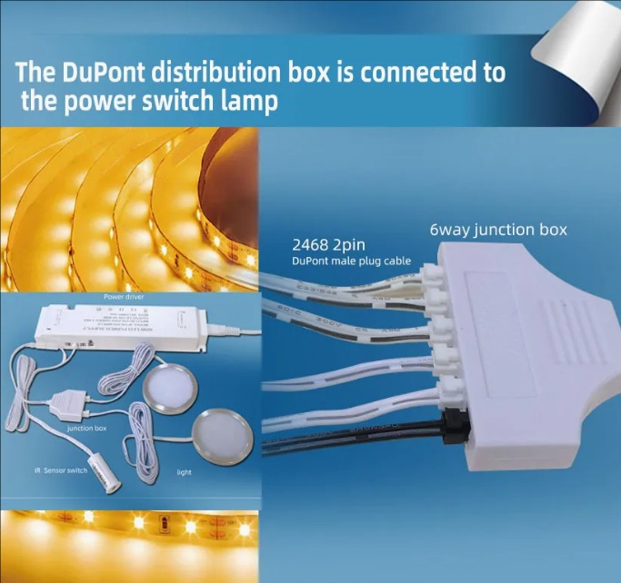 LED 6-way Dupont Distributor Box,6-way Dupont Juction Box|2Pin Connectors