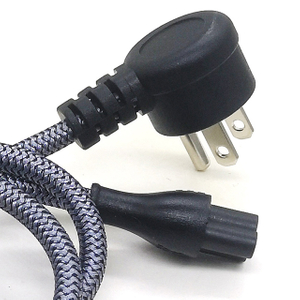 90-Degree Angled NEMA 5-15P To C5 Power Cord with Nylon Braided Cable - US Standard 3-Prong