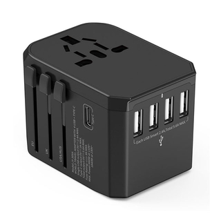 4USB 1 Type C Universal Travel Adapter Worldwide with USB C Pd Fast Charging