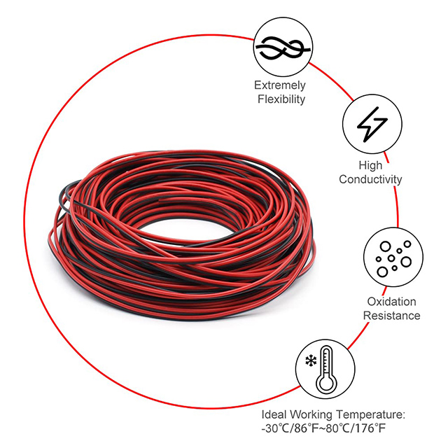 UL 2468 Insulation Red Black Electronic Parallel Wire Flexible Cable 26AWG ~18AWG