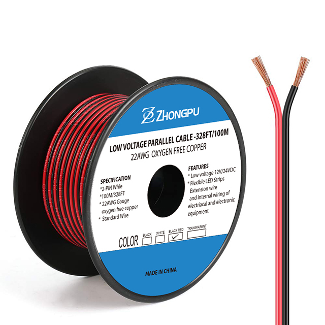 UL 2468 22AWG 328ft 100m Red Black Electrical Cable Hookup Wire for LED Strips Lamp Lighting