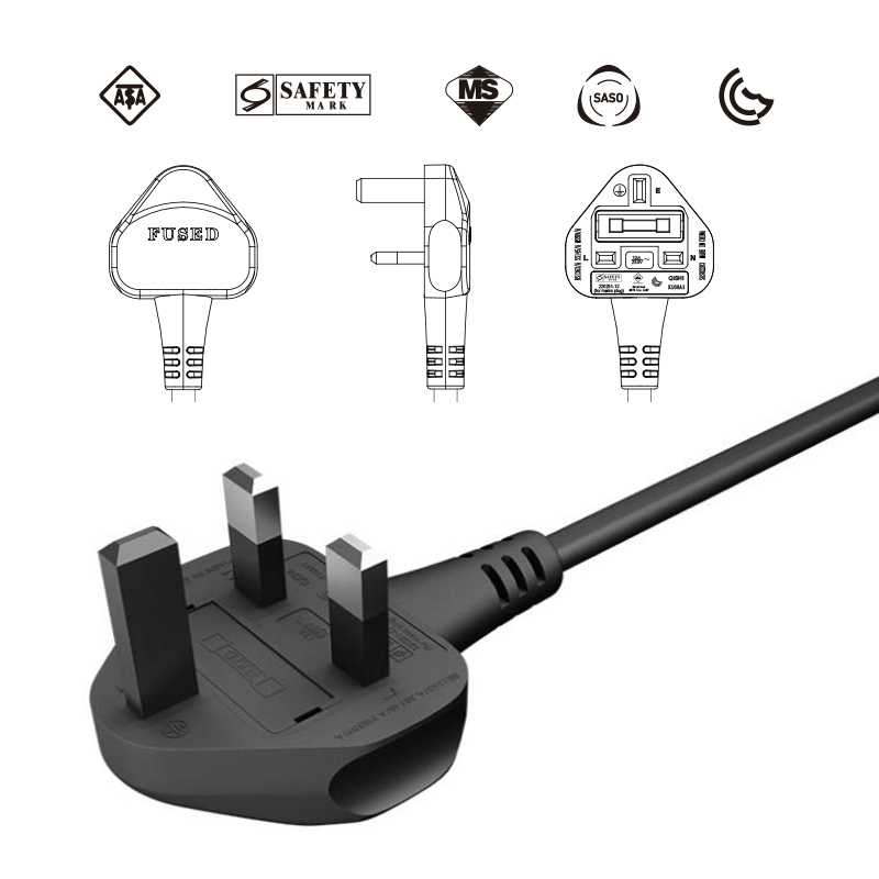 Custom BS1363 UK Power Cable | 250V 13A with Fuse | SABS/CE Certified