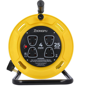 Heavy Duty UK 13A 4-Socket Extension Reel 25M Garden/Office
