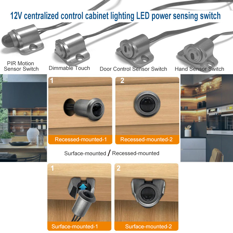 Plug & Play 12V LED Cabinet Sensor Switches - Easy Replacement, No Rewirin