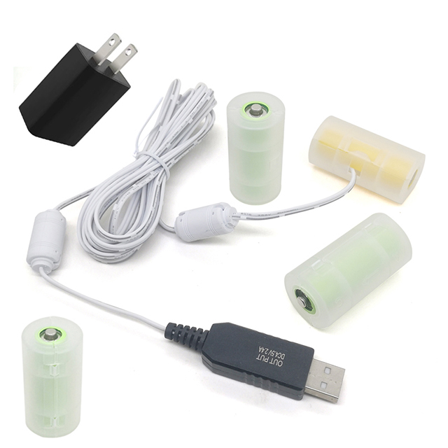 1.5V 3V 4.5V 6V LR20 D Cell Battery Eliminator with US Plug USB Power Adapter 