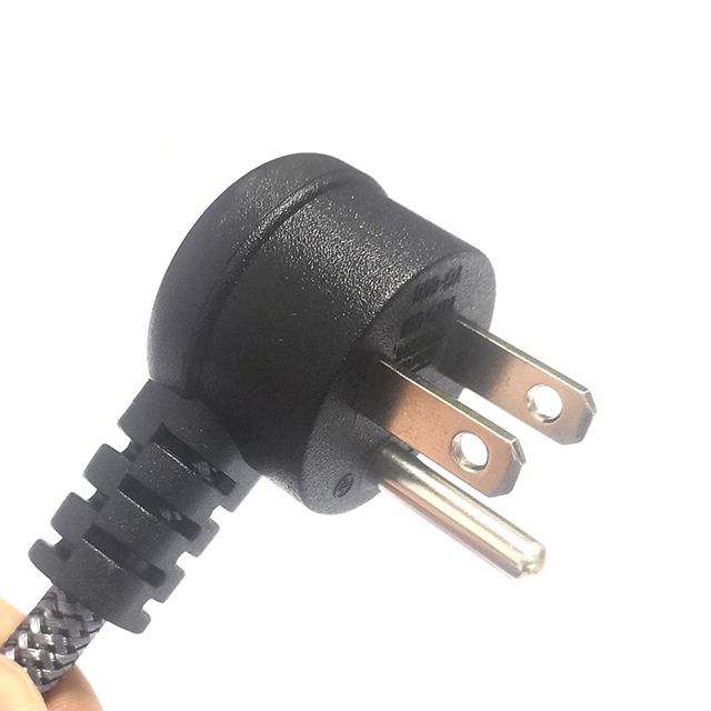 90-Degree Angled NEMA 5-15P To C5 Power Cord with Nylon Braided Cable - US Standard 3-Prong