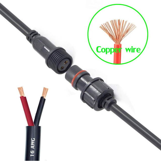 Full injection molded M12 connector male to female IP65 waterproof extension cable for Single Color 5630 5730 5050 etc LED Strip 22mm nut Big Size