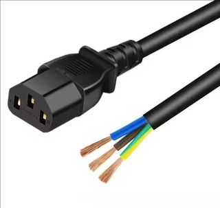 1.5mm² H05VV-F PDU Power Cable 1.8m (6ft) - IEC320 C13 To Stripped Wires 5cm - Full Copper AC Extension Cord for Server/Data Center