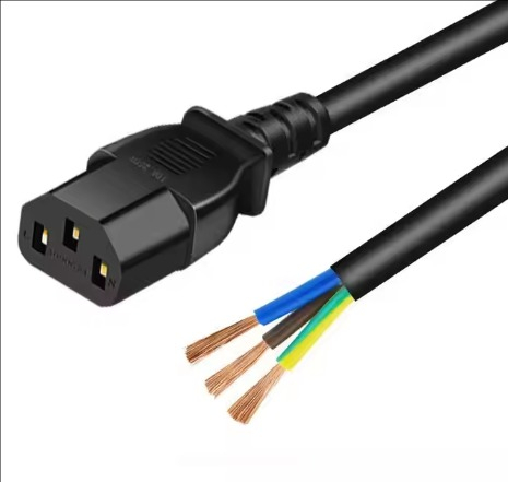 1.5mm² H05VV-F PDU Power Cable 1.8m (6ft) - IEC320 C13 To Stripped Wires 5cm - Full Copper AC Extension Cord for Server/Data Center