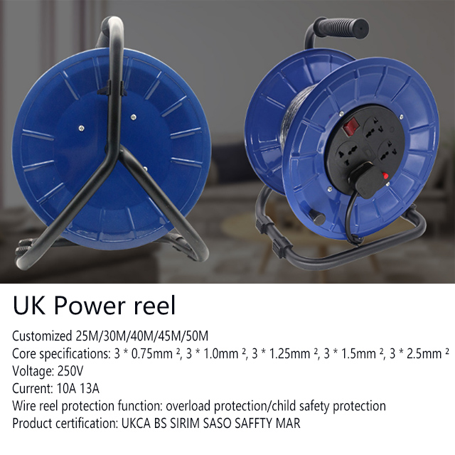 Outdoor UK Cable Reel 10A/13A 25-50M Portable for Garden & Construction