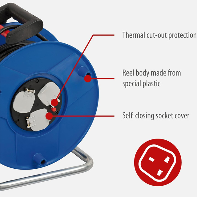  UK3-way Socket Outlet Cable Reel 