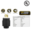100FT 12/4 SOOW NEMA L16-20 Twist Lock Extension Cord, 480V 20A 3P4W