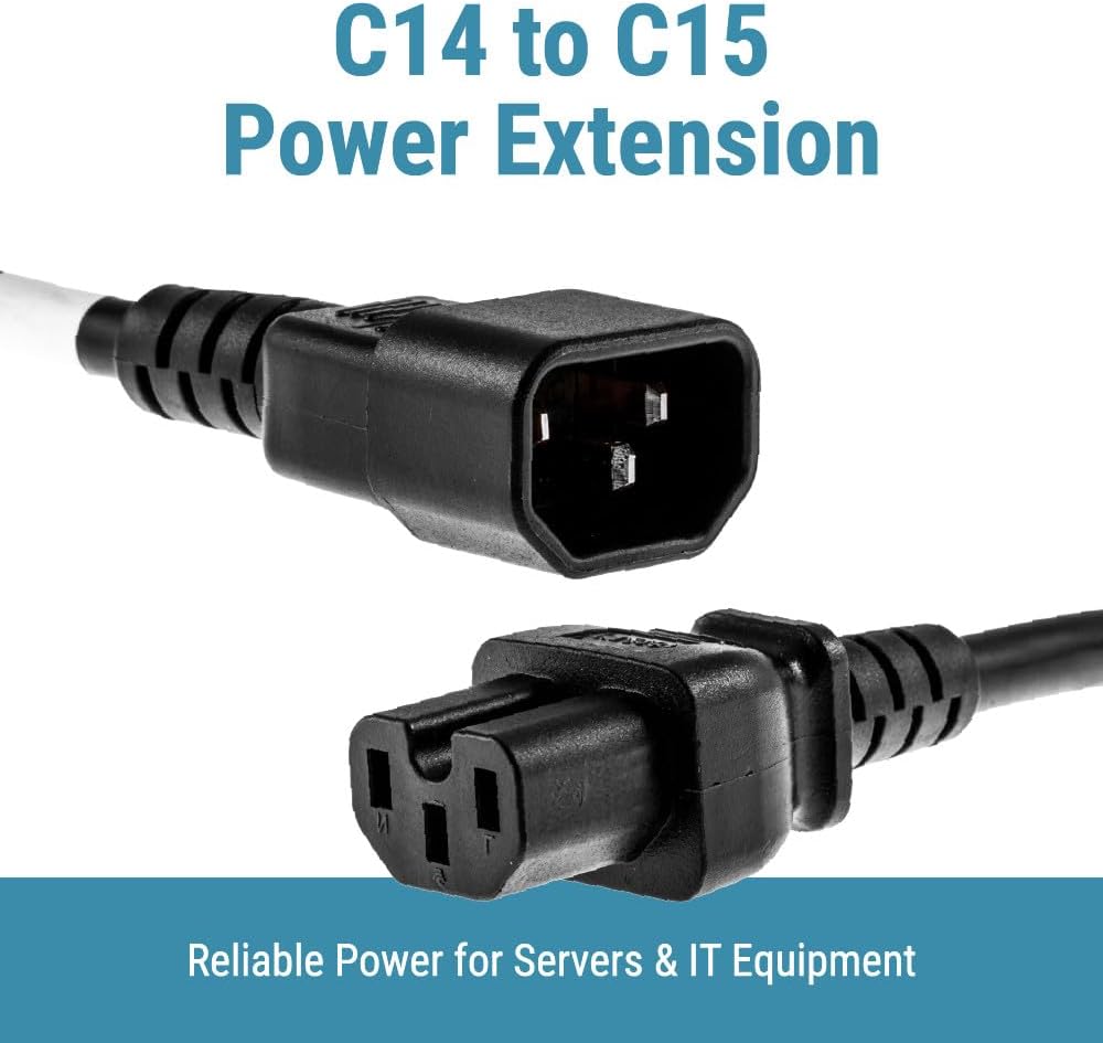 14AWG 6FT Heavy-Duty PDU Power Cord C14 To C15 Power Cable